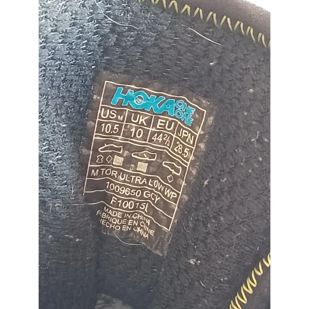 Hoka One One‎ Tor Ultra Low WP Gray 10.5 Trail Running Hiking Camping Gore Tex
